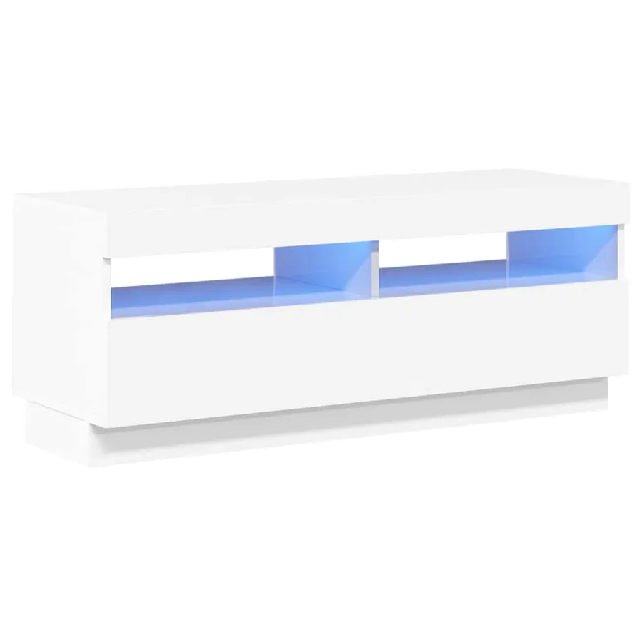Meuble TV avec lumières LED blanc brillant 100x35x40 cm - 2