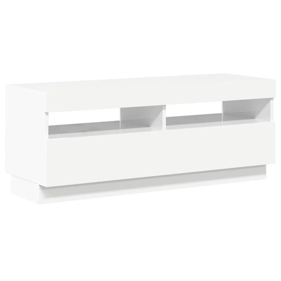 Meuble TV avec lumières LED blanc brillant 100x35x40 cm - 7