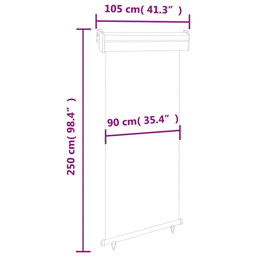 Auvent latéral de balcon 105x250 cm Gris - 10