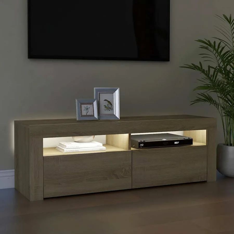 Meuble TV avec lumières LED chêne sonoma 120x35x40 cm - 4