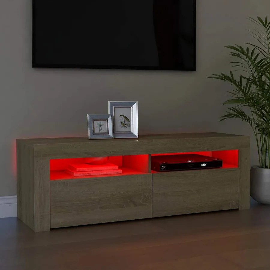 Meuble TV avec lumières LED chêne sonoma 120x35x40 cm - 5