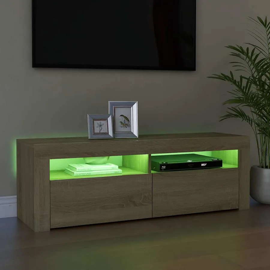 Meuble TV avec lumières LED chêne sonoma 120x35x40 cm - 6