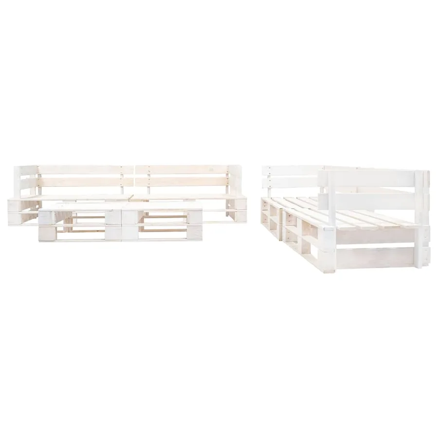 Salon de jardin palette 6 pcs Bois Blanc - 2