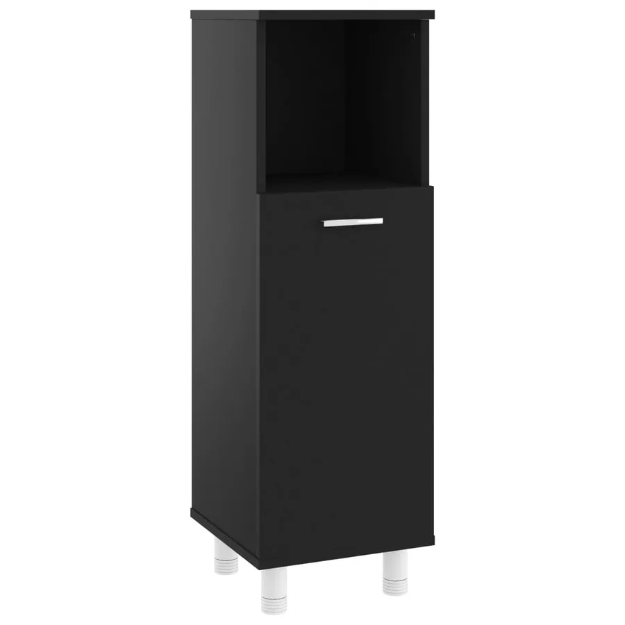 Armoire de salle de bain Noir 30x30x95 cm Aggloméré - 2