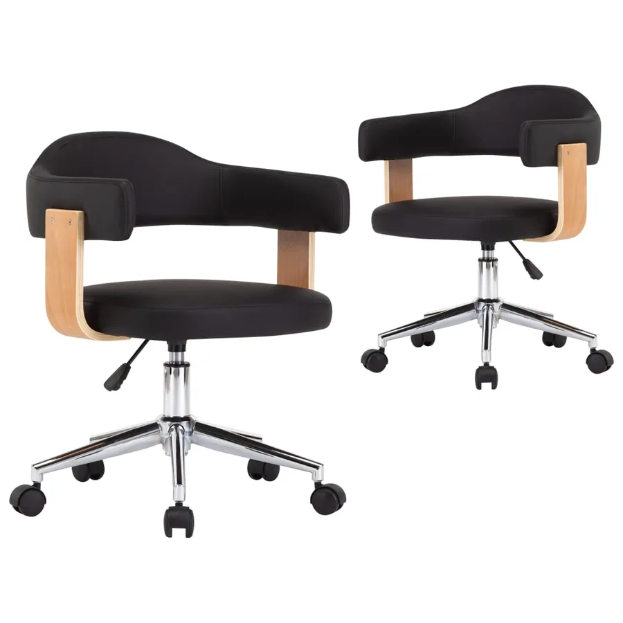 Chaises à manger pivotantes lot de 2 noir similicuir - 2