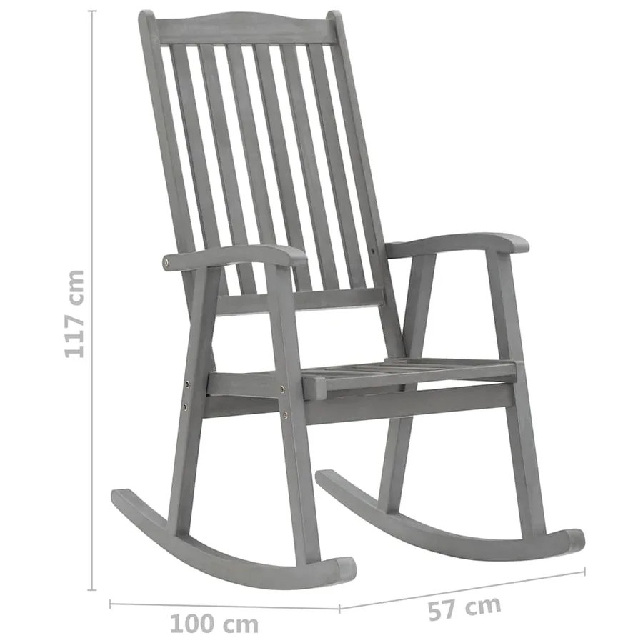 Chaise à bascule avec coussins Bois d'acacia massif - 9
