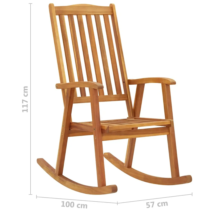Chaise à bascule avec coussins Bois d'acacia massif - 9