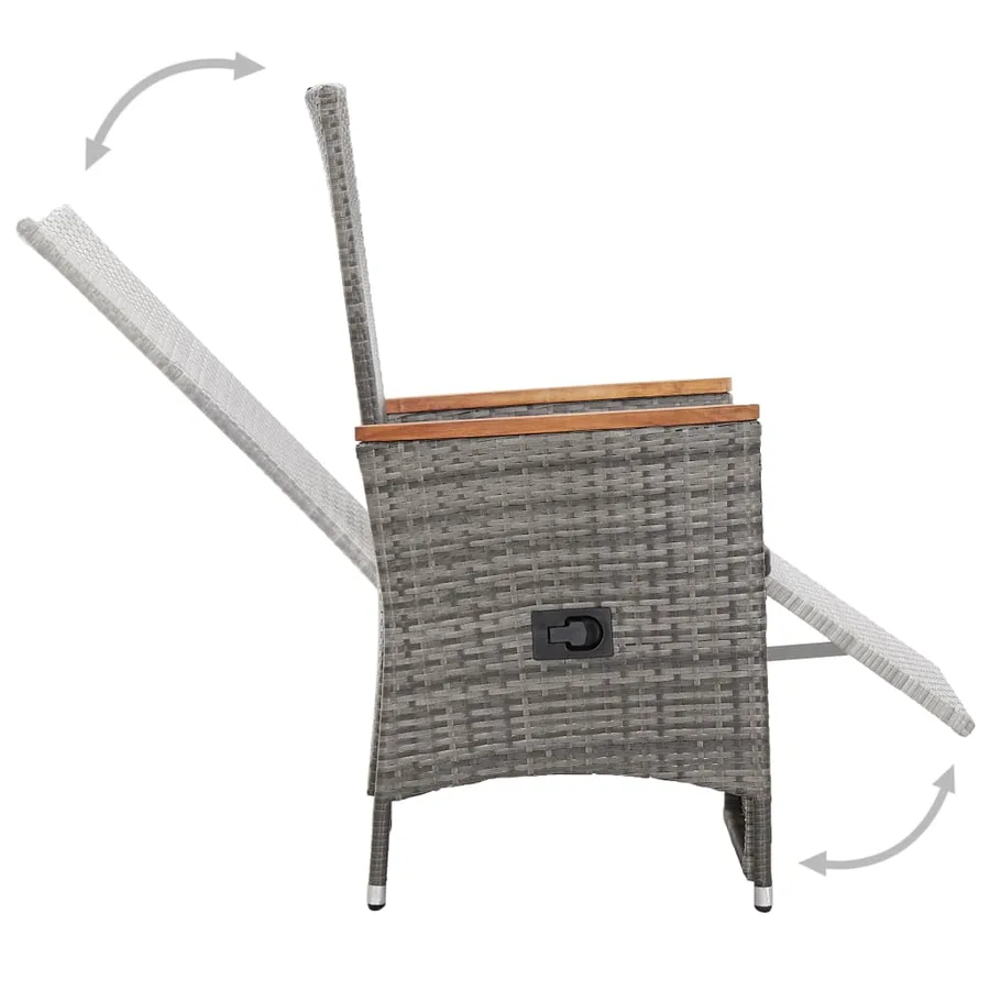 Salon de jardin 3 pcs avec coussins Résine tressée Gris - 7
