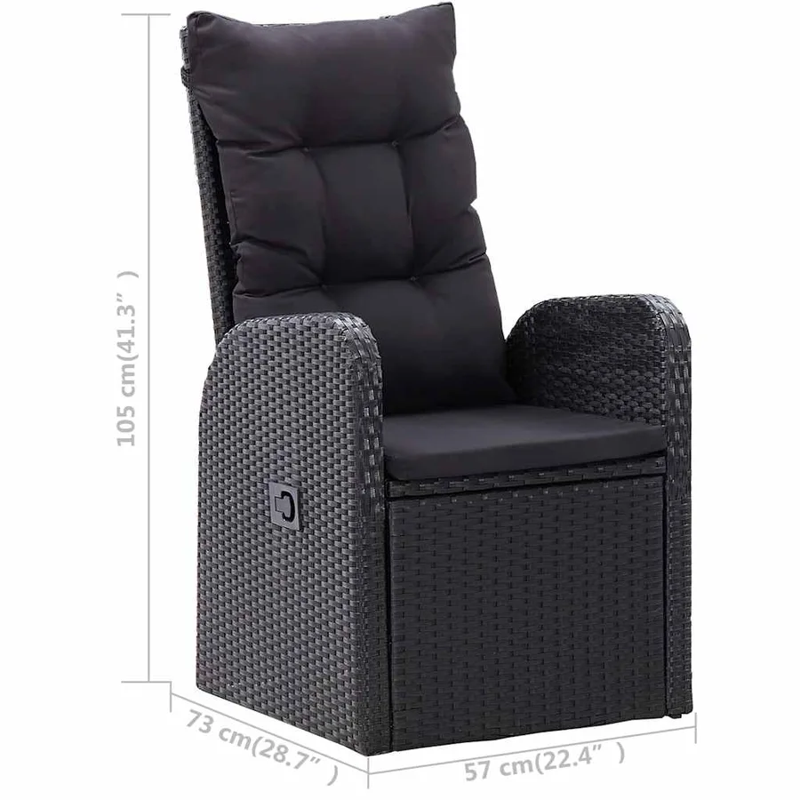 Ensemble à manger de jardin 5 pcs Noir - 10