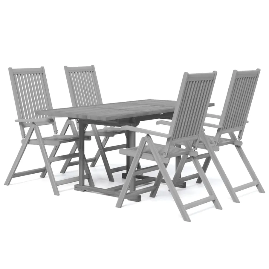 Ensemble à manger de jardin 5 pcs Bois d'acacia solide - 2