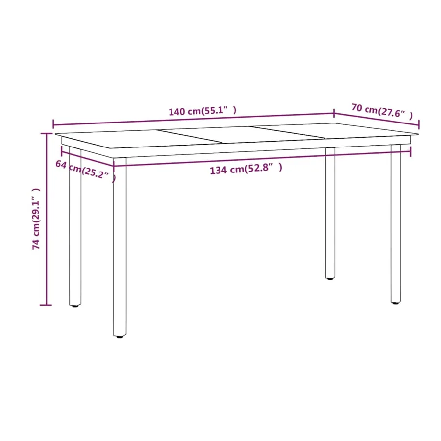 Ensemble à manger de jardin coussins 7 pcs Marron/noir - 8