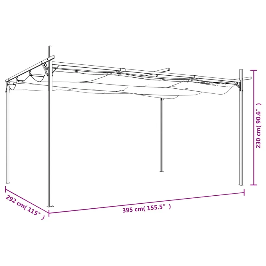 Pergola avec toit rétractable crème 395x292x230 cm - 8