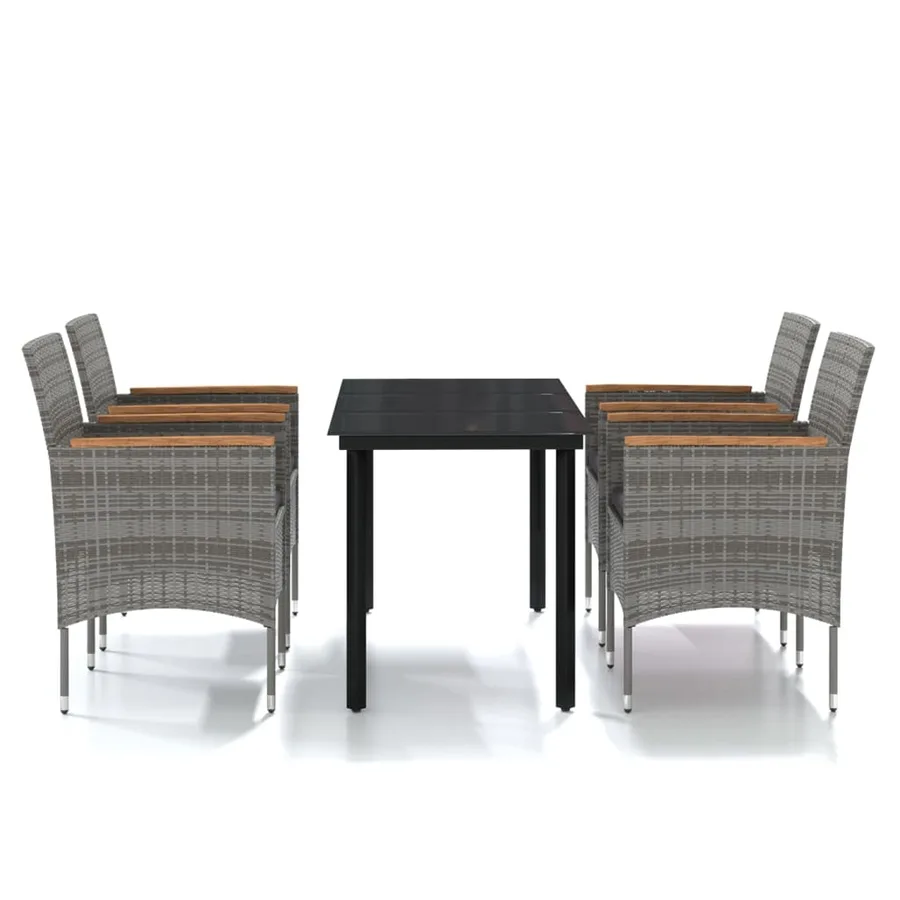 Ensemble à manger de jardin et coussins 5pcs Gris/noir - 2