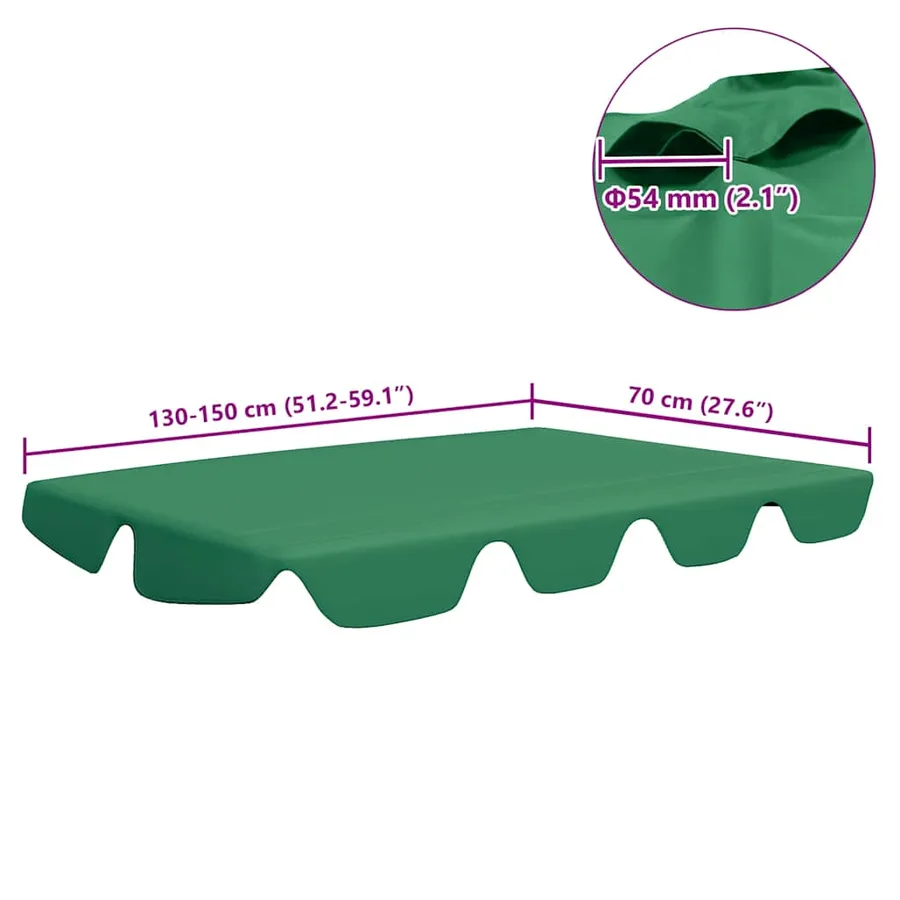 Toit de rechange de balançoire vert 150/130x105/70 cm - 6