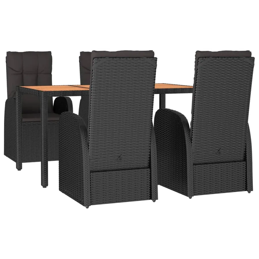 Ensemble à manger de jardin coussins 5pcs Noir Résine tressée - 3