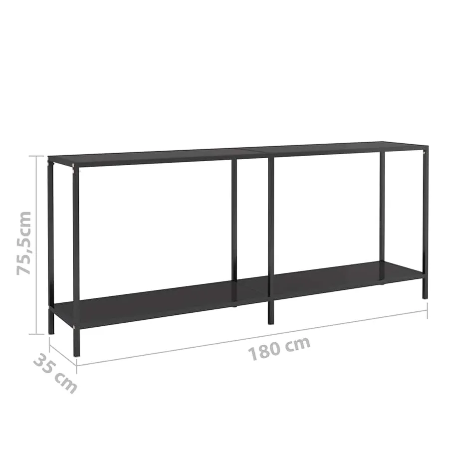 Table console Noir 180x35x75,5 cm Verre trempé - 7