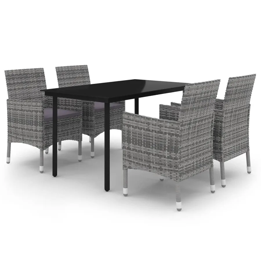 Ensemble à manger de jardin coussins 5 pcs Résine tressée Verre - 2