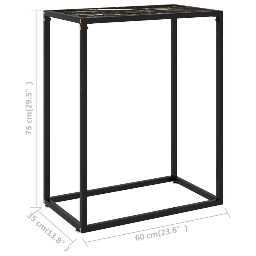 Table console Noir 60x35x75 cm Verre trempé - 6