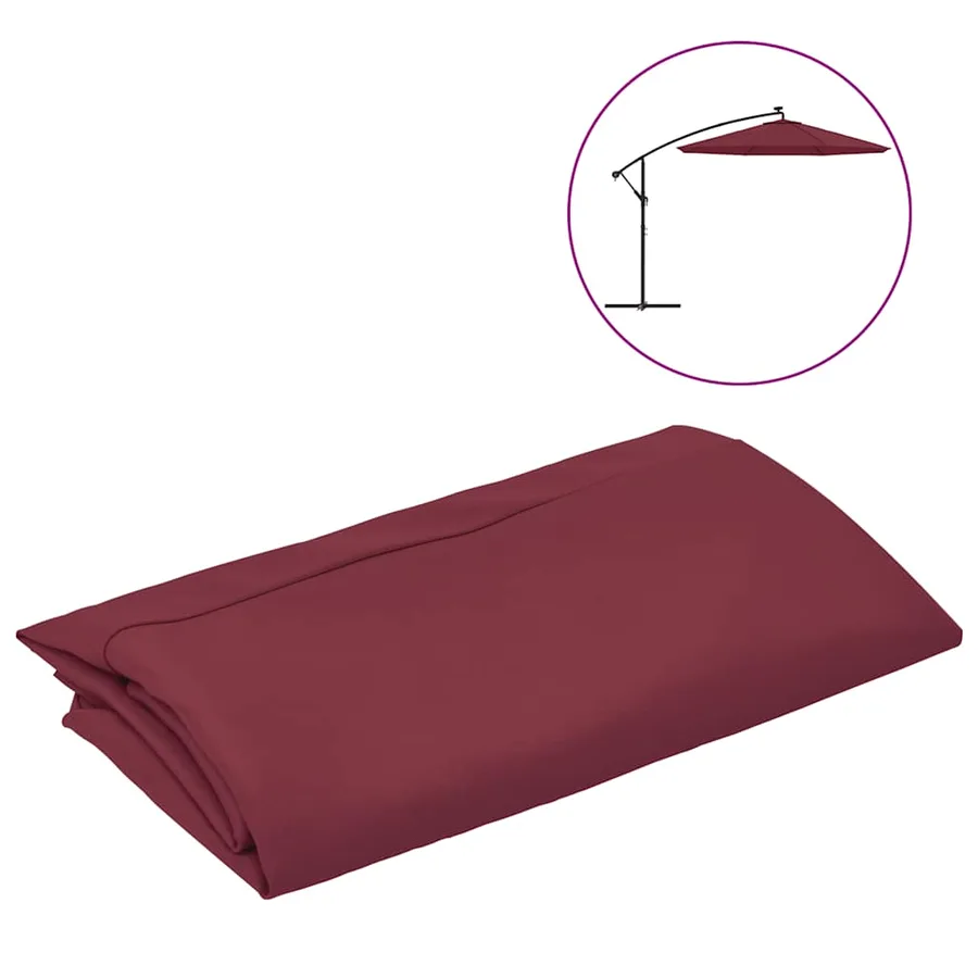 Tissu de remplacement pour parasol déporté Rouge bordeaux 350cm - 2