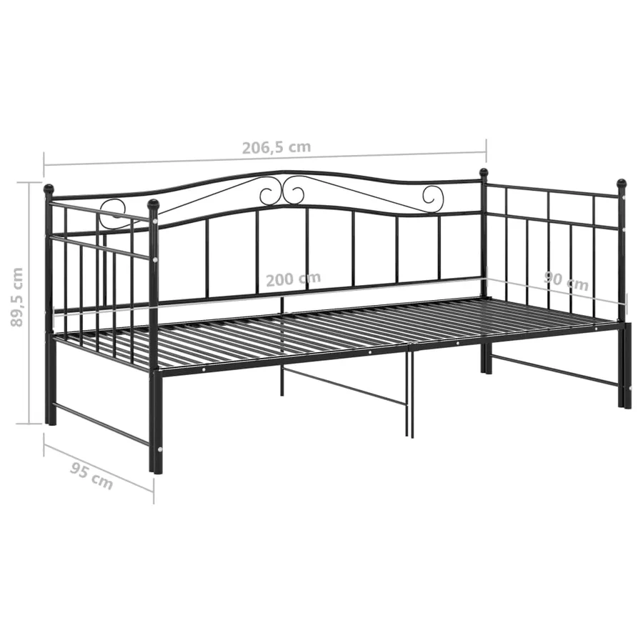 Cadre de canapé-lit extensible sans matelas Noir Métal 90x200cm - 12