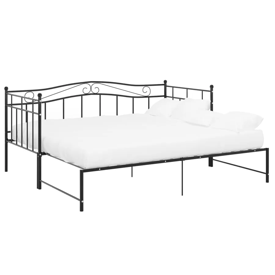 Cadre de canapé-lit extensible sans matelas Noir Métal 90x200cm - 2
