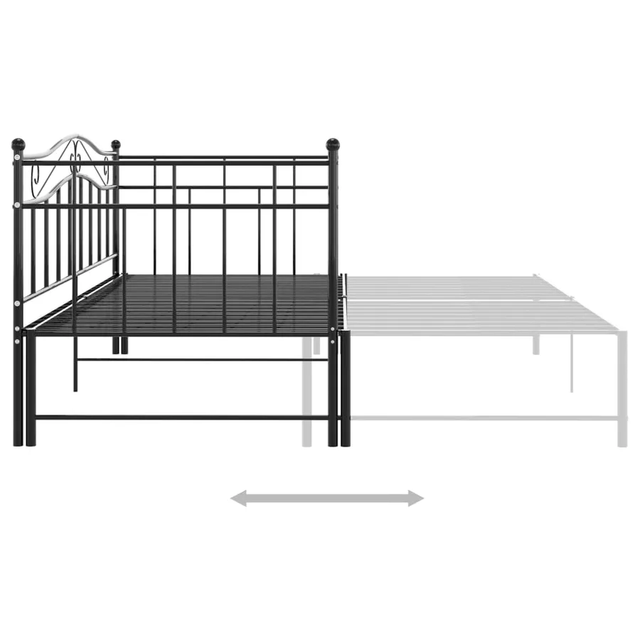 Cadre de canapé-lit extensible sans matelas Noir Métal 90x200cm - 5