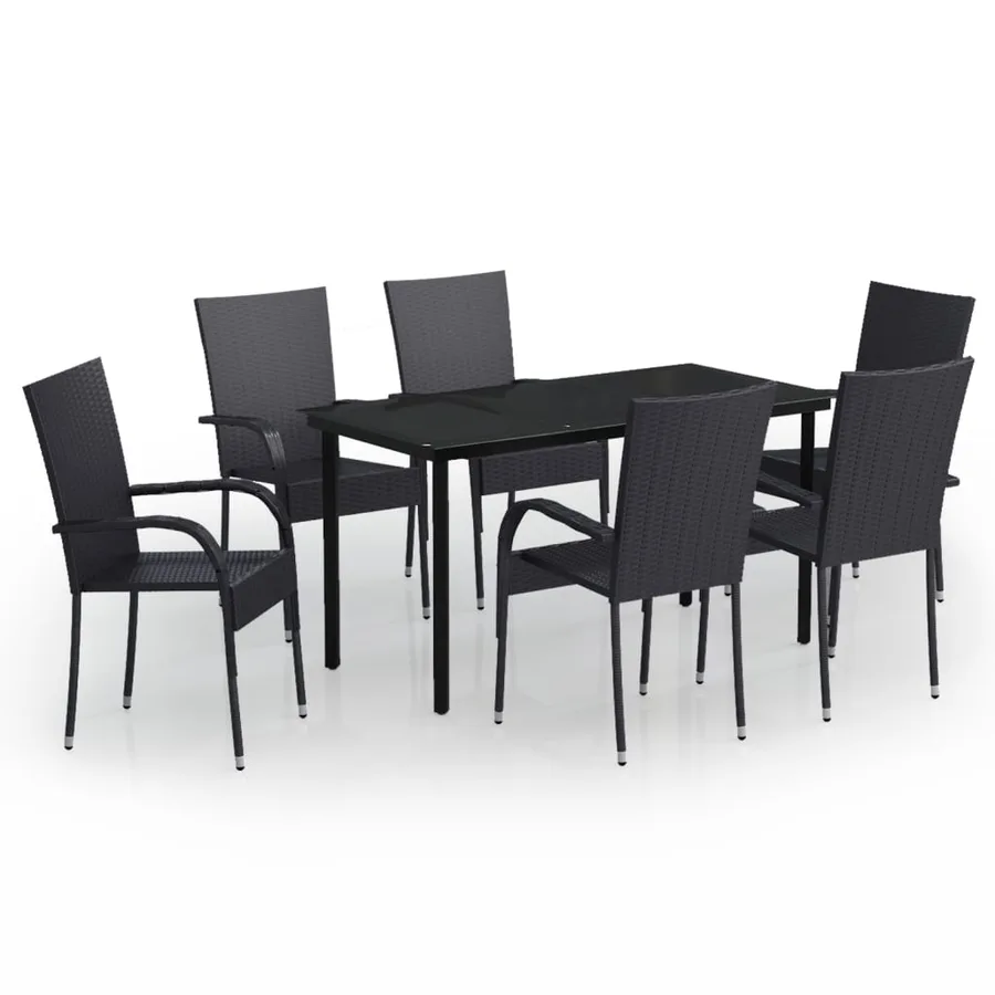 Ensemble à manger de jardin 7 pcs Noir - 2