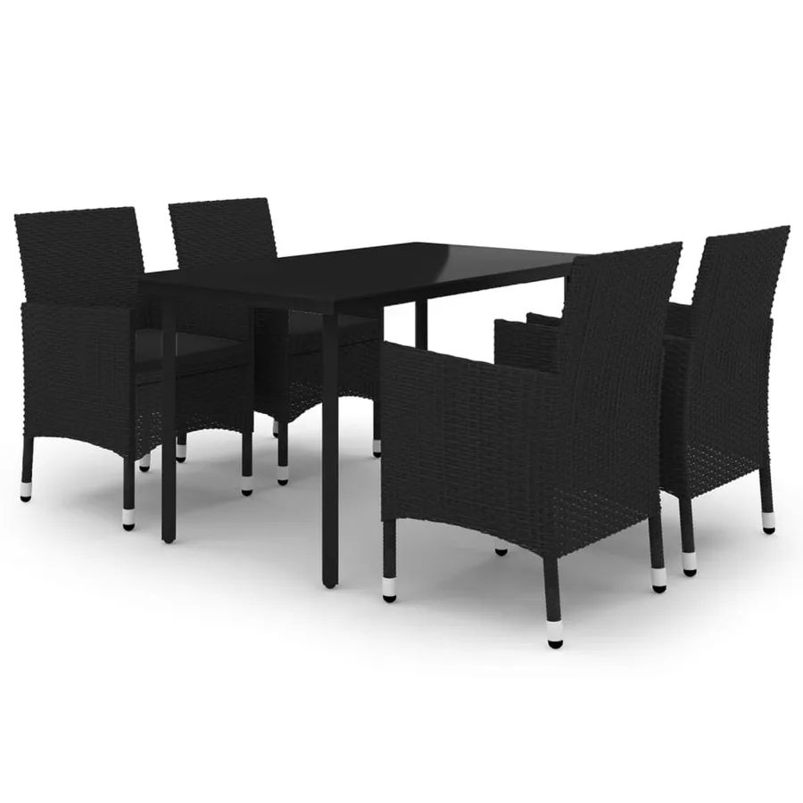 Ensemble à manger de jardin coussins 5 pcs Résine tressée Verre - 2