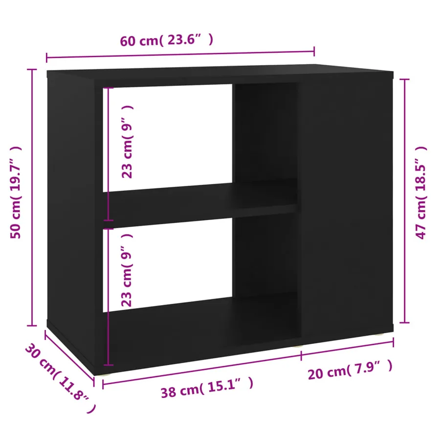 Armoire latérale Noir 60x30x50 cm Bois d’ingénierie - 6
