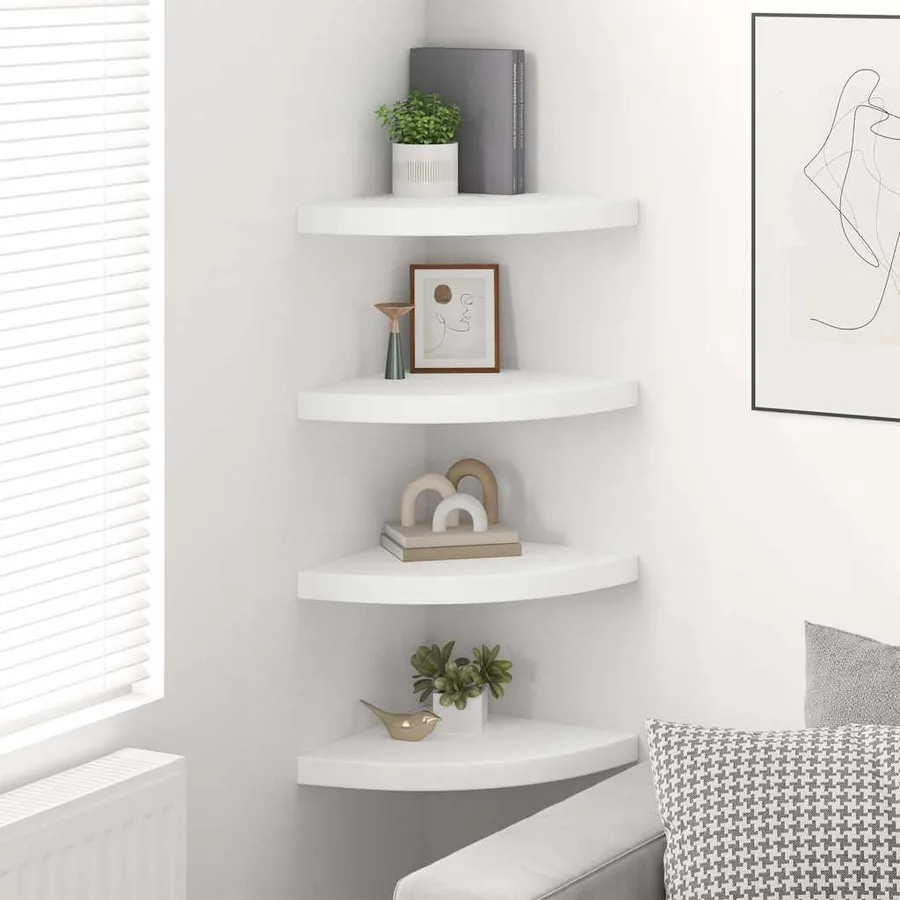 Étagères d'angle flottantes 4 pcs blanc 35x35x3,8 cm MDF - 3