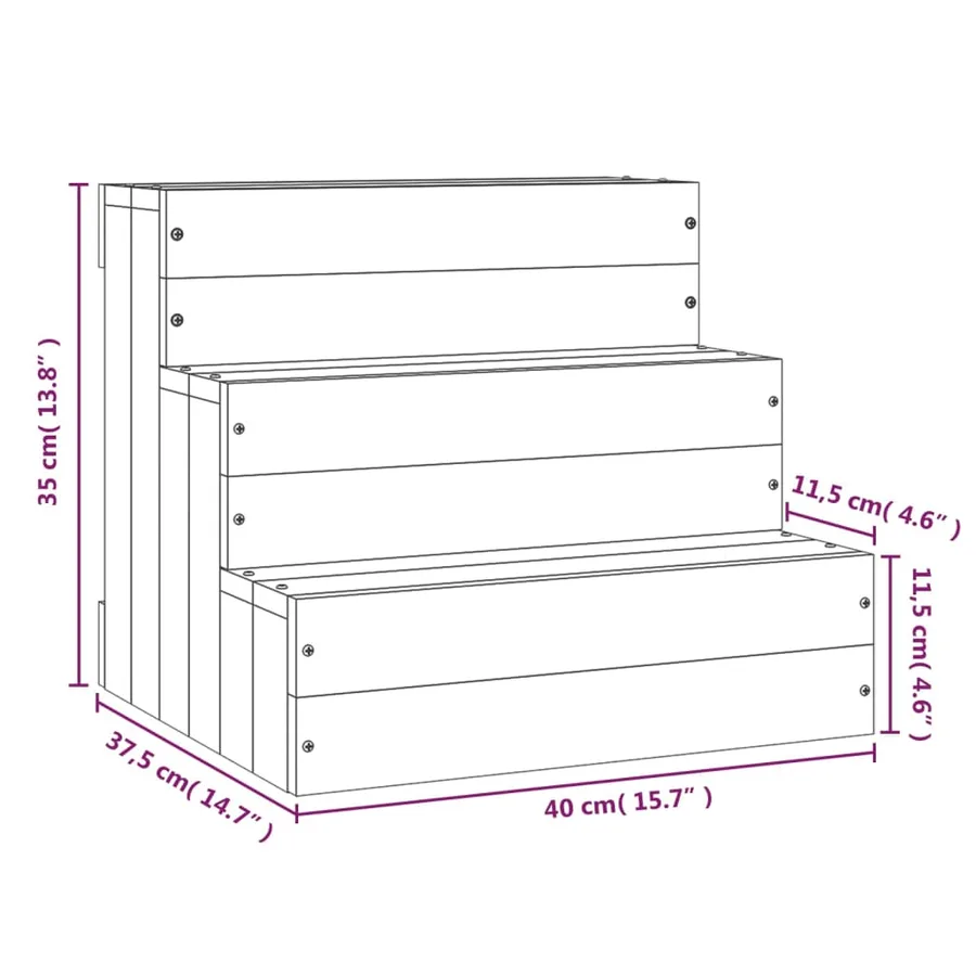 Escalier pour animaux de compagnie Blanc 40x37,5x35 cm Bois pin - 7