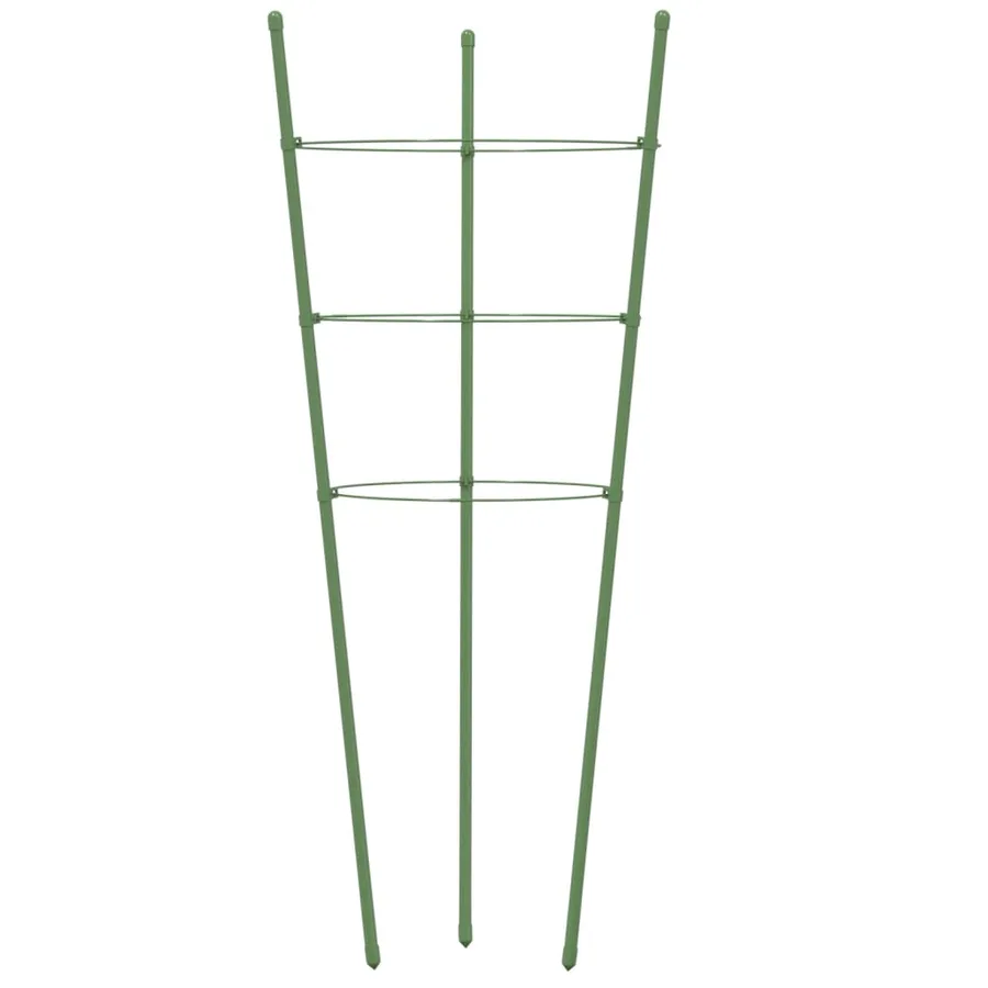 Supports pour plantes de jardin 3 anneaux 5pcs Vert 60 cm Acier - 5
