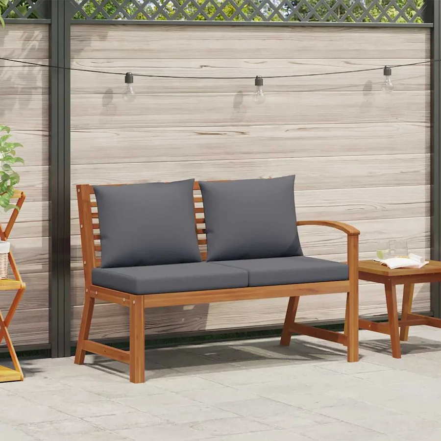 Banc de jardin 114,5 cm avec coussin gris foncé Bois d'acacia - 2