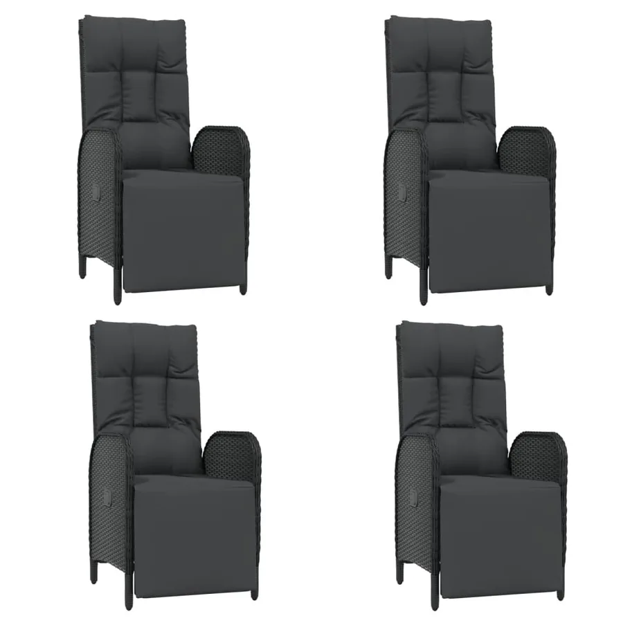 Ensemble à manger de jardin coussins 5pcs Noir Résine tressée - 4