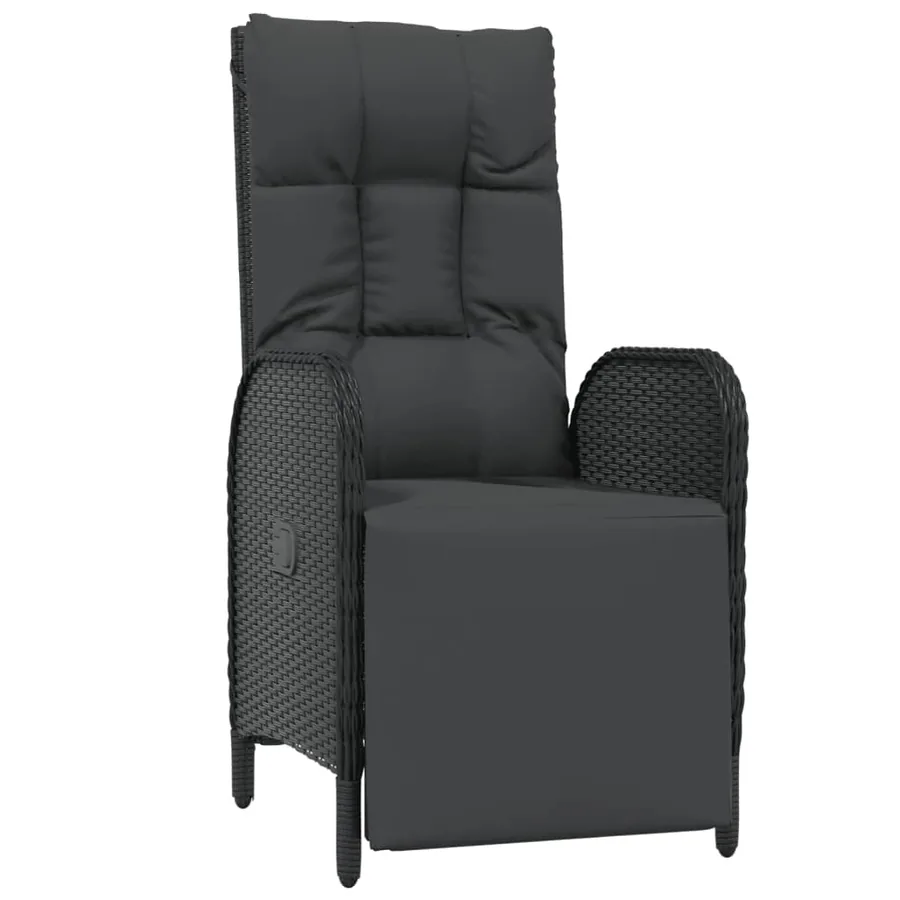 Ensemble à manger de jardin coussins 5pcs Noir Résine tressée - 5