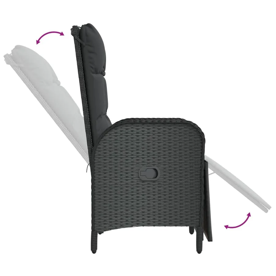 Ensemble à manger de jardin coussins 5pcs Noir Résine tressée - 6