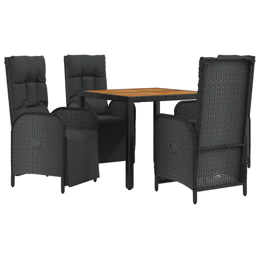 Ensemble à manger de jardin coussins 5pcs Noir Résine tressée - 3