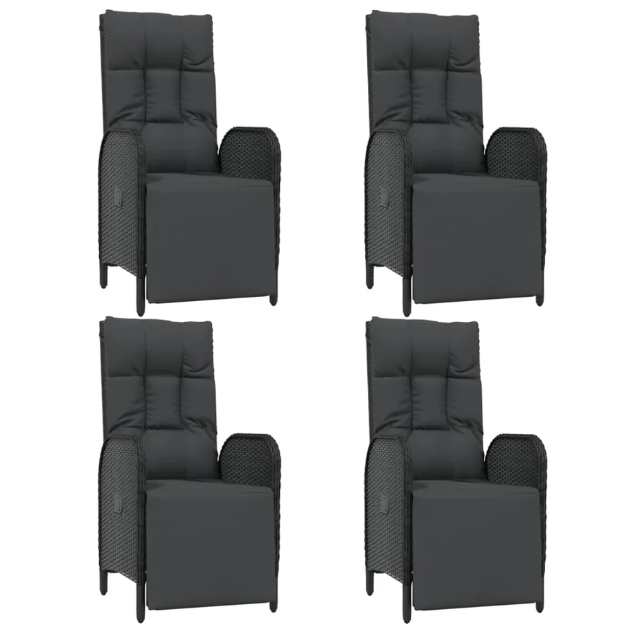 Ensemble à manger de jardin coussins 5pcs Noir Résine tressée - 4