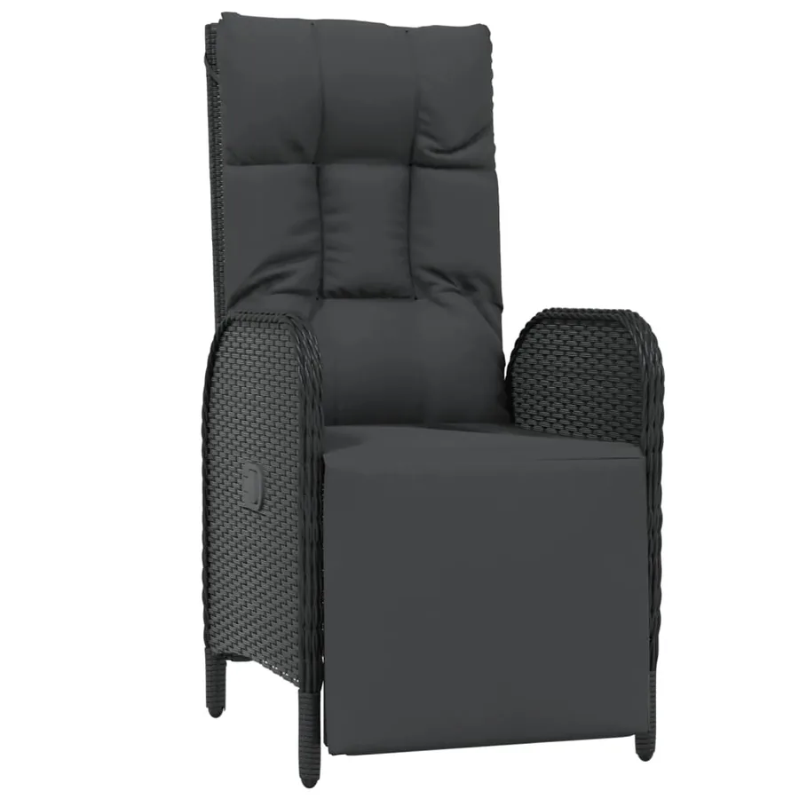 Ensemble à manger de jardin coussins 5pcs Noir Résine tressée - 5