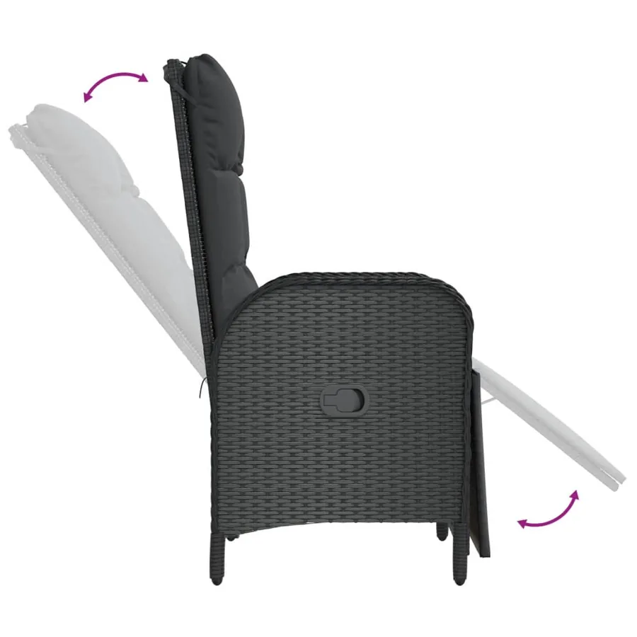 Ensemble à manger de jardin coussins 5pcs Noir Résine tressée - 6