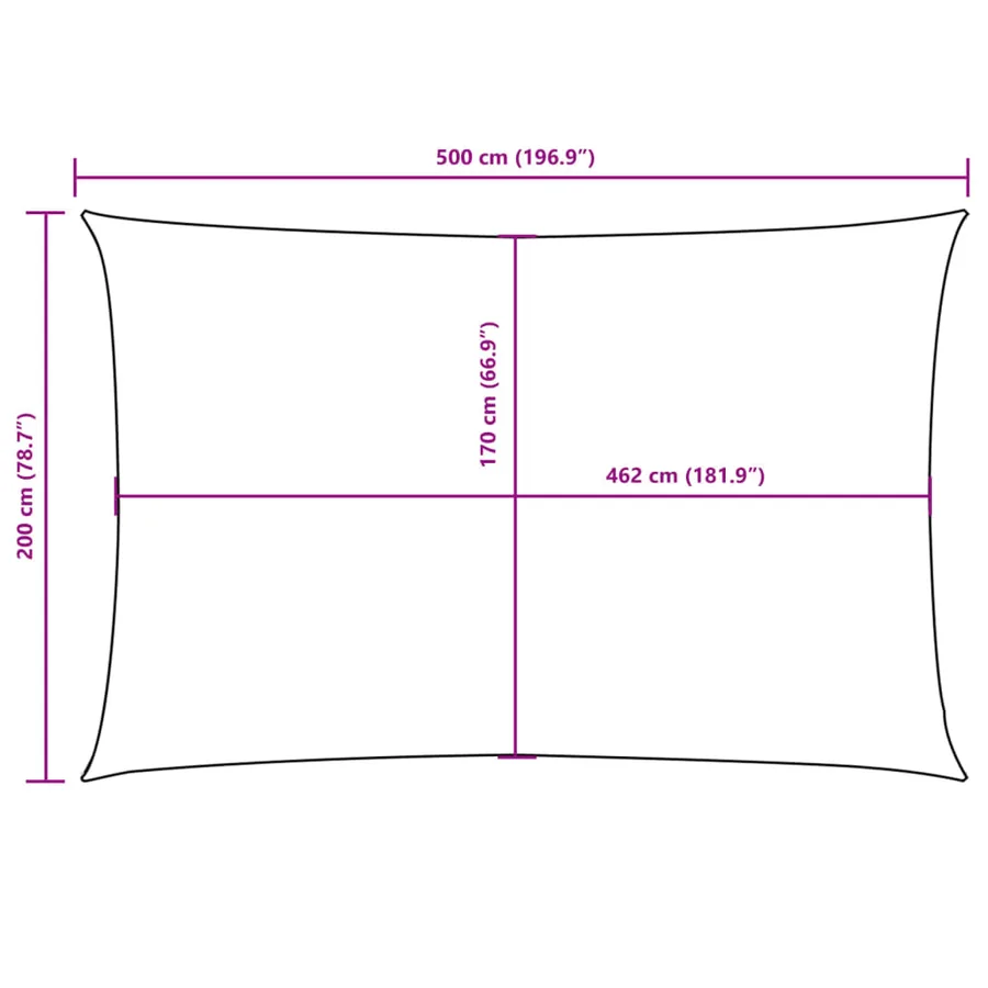Voile de parasol tissu oxford rectangulaire 2x5 m blanc - 10