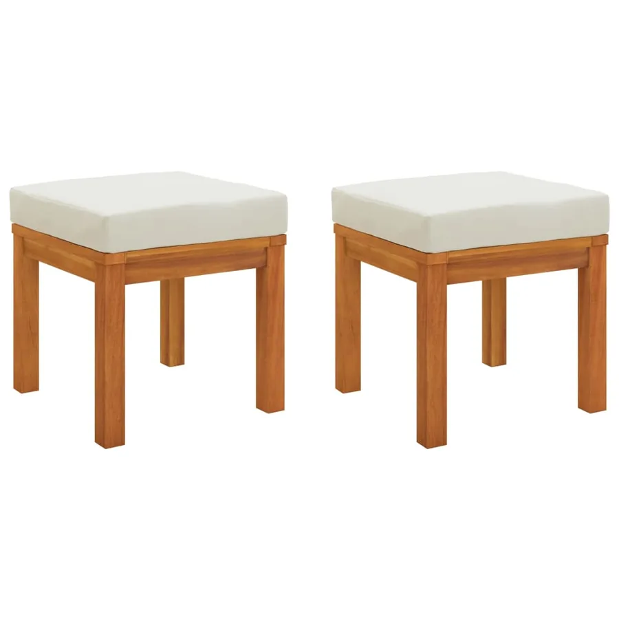 Tabourets de jardin et coussins lot de 2 Acacia solide - 2