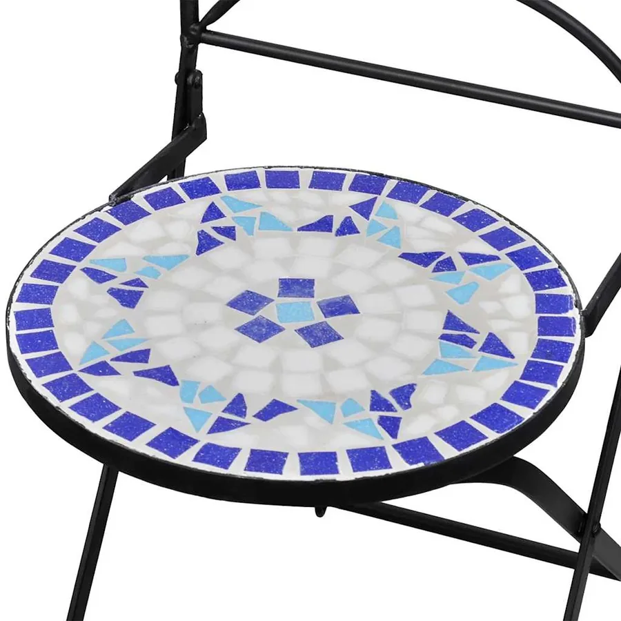 Chaises pliables de bistro 2 pcs Céramique Bleu et blanc - 5