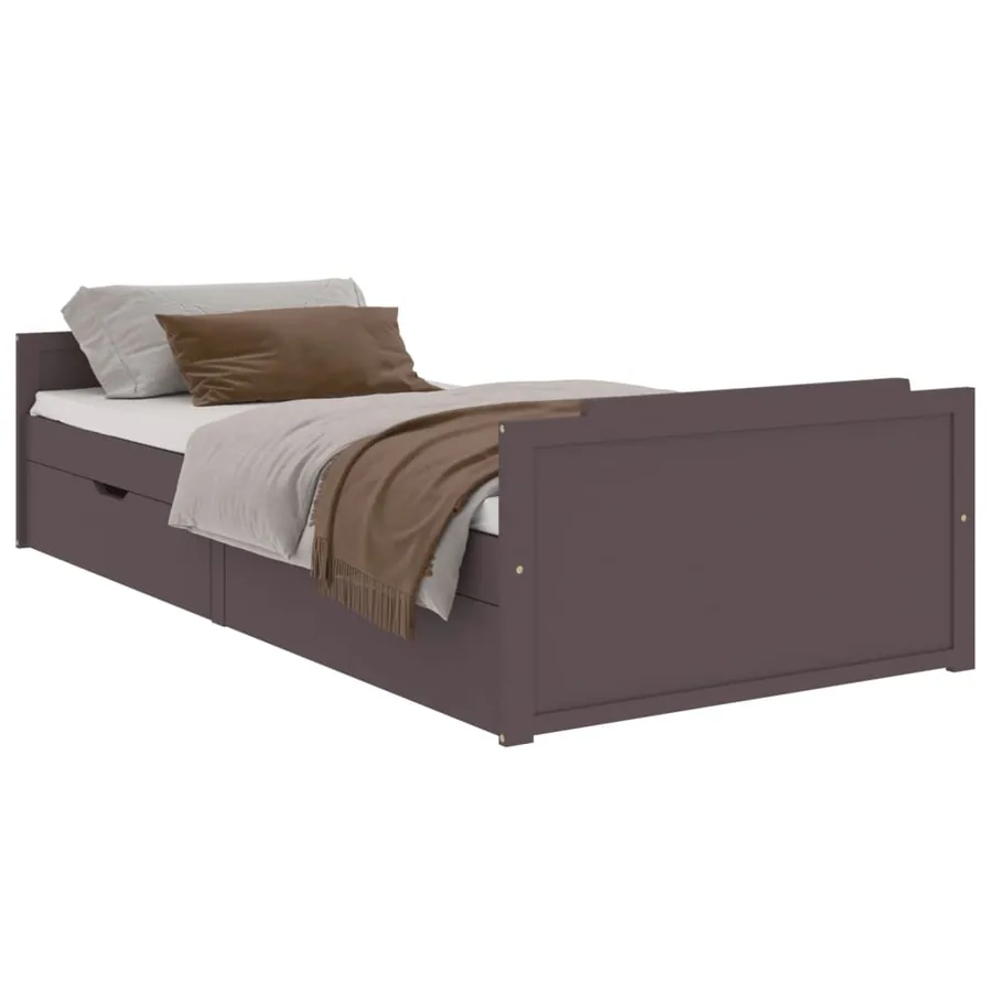 Cadre de lit sans matelas marron foncé bois pin massif 90x200cm - 2