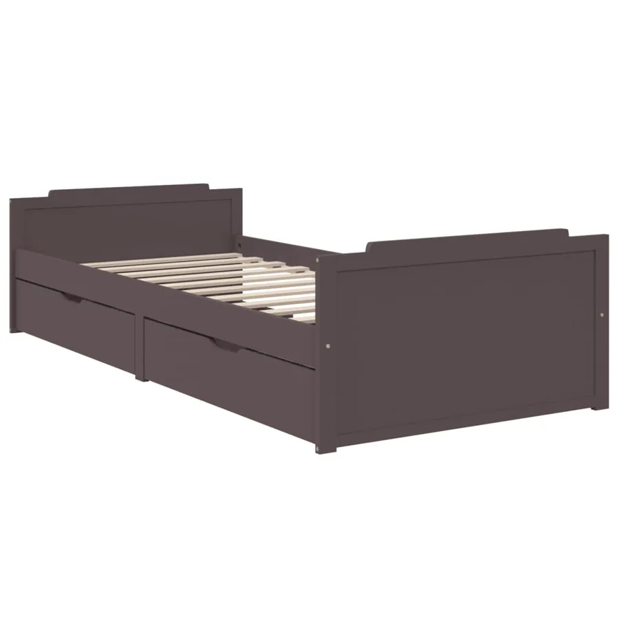 Cadre de lit sans matelas marron foncé bois pin massif 90x200cm - 3