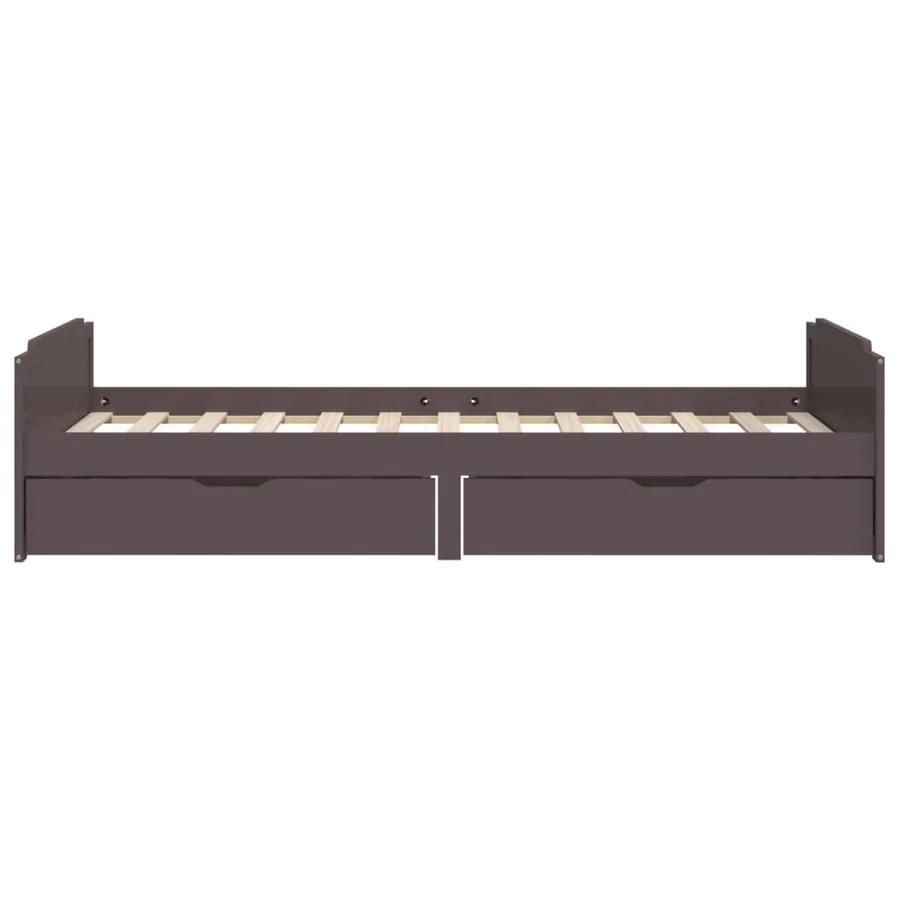 Cadre de lit sans matelas marron foncé bois pin massif 90x200cm - 5