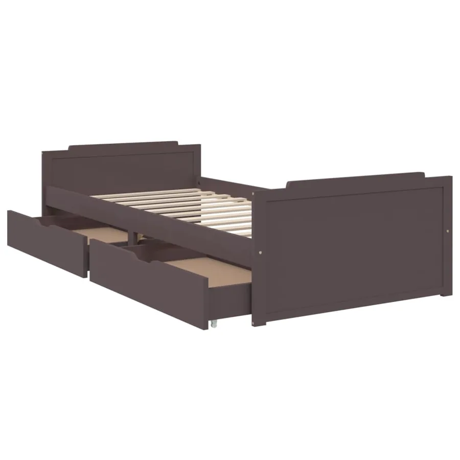 Cadre de lit sans matelas marron foncé bois pin massif 90x200cm - 6