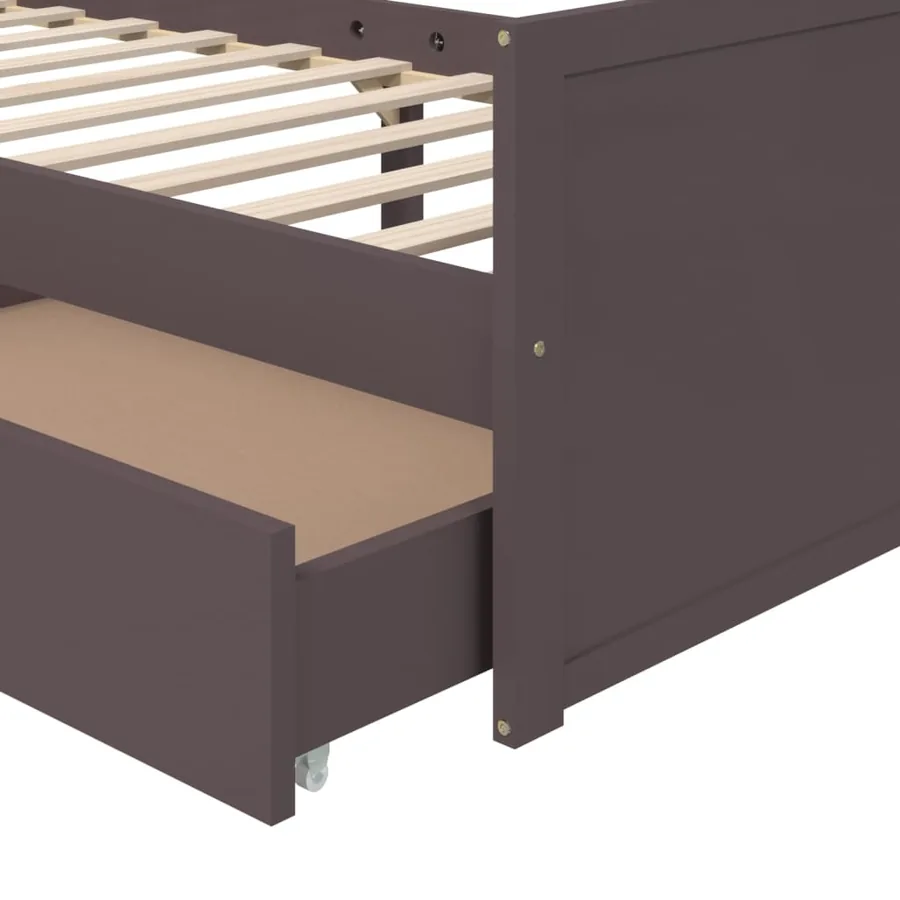 Cadre de lit sans matelas marron foncé bois pin massif 90x200cm - 7