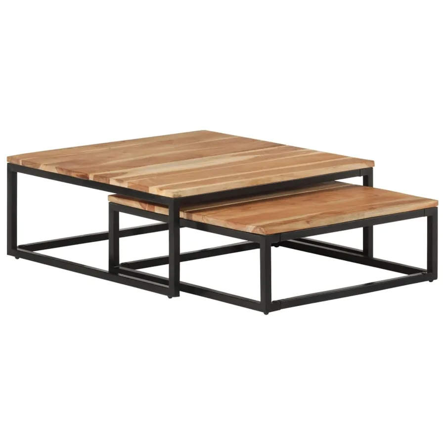 Tables basses gigognes 2 pcs Bois d'acacia massif - 7