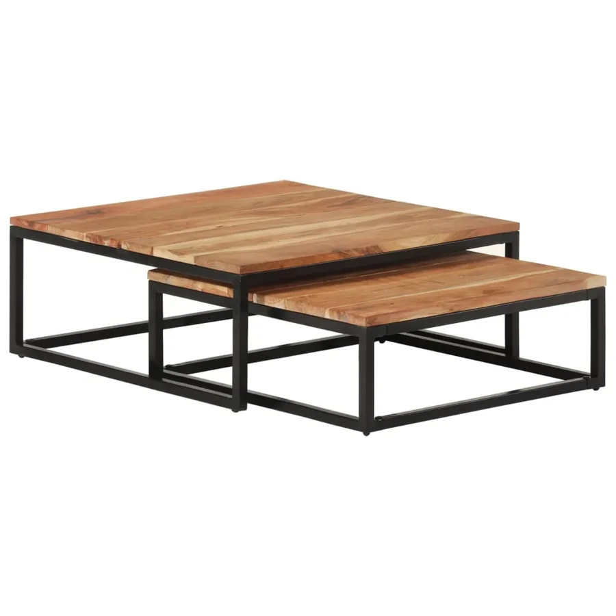 Tables basses gigognes 2 pcs Bois d'acacia massif - 9